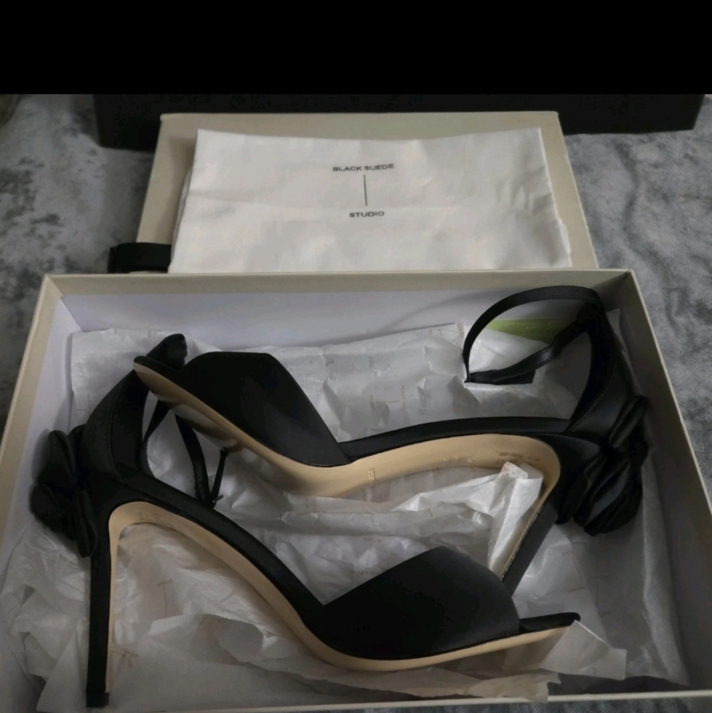 Black Suede Studio Josey Satin Heels EU 41 US 11 - Picture 2 of 10